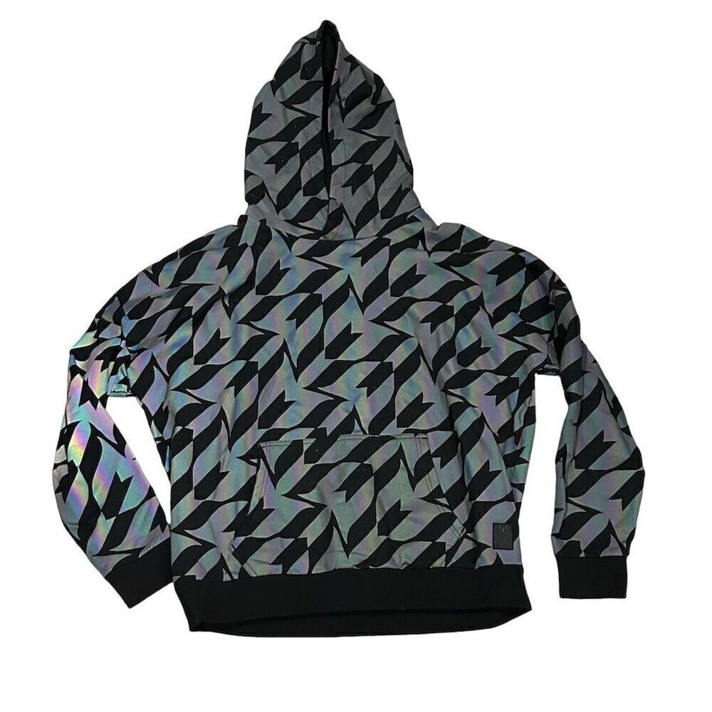 SikSilk‎ x Messi Men's XL Black Iridescent Pullover Hoodie Graphic Print